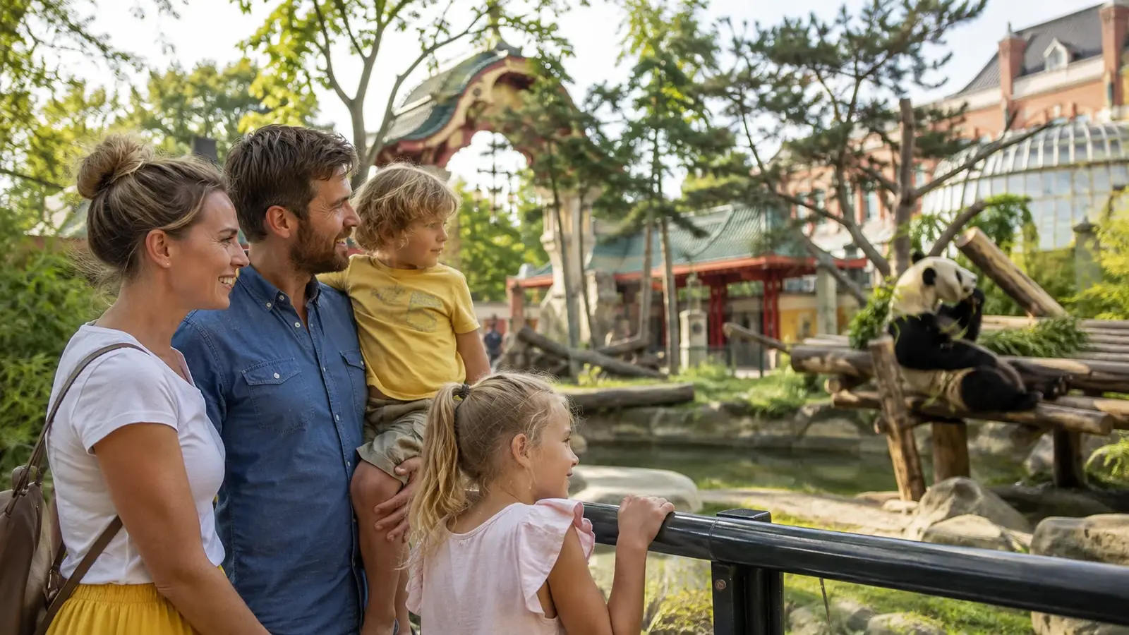 Familj vid djurparksbesök, en varm featured image för artikel om Berlin med barn.