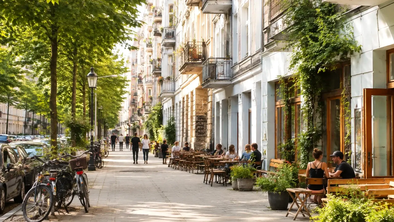 Stadskvarter i Prenzlauer Berg som illustration till att flytta och bo i Berlin